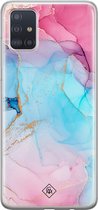 Casimoda® hoesje - Geschikt voor Samsung A51 - Marmer blauw roze - Backcover - Siliconen/TPU - Multi
