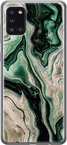 Casimoda® hoesje - Geschikt voor Samsung A31 - Groen marmer / Marble - Backcover - Siliconen/TPU - Groen