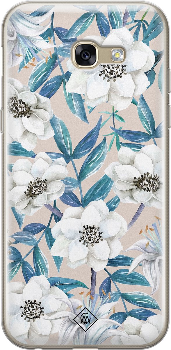 Casimoda® - Samsung A5 2017 hoesje - Bloemen / Floral blauw - Siliconen/TPU - Blauw