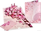 Popcards popupkaarten - Sakura Kersen bloesem roze Kersenboom Liefde Geluk Leven Troost Overlijden Bloemen pop-up kaart 3D wenskaart