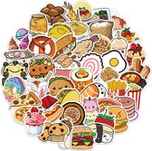 Eten Stickers - Pannenkoeken Popcorn Snoep Pizza Fastfood - set 50 stuks - Laptop Stickers - Stickervellen
