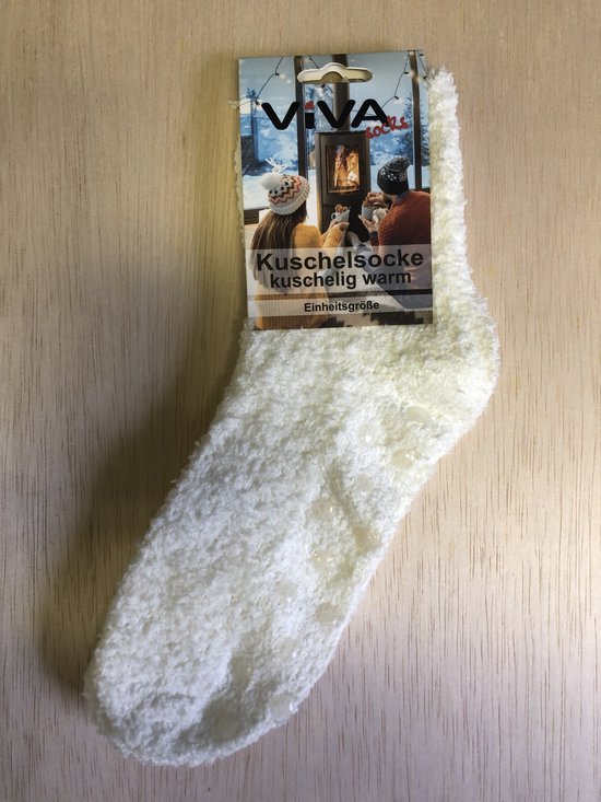 Warme sokken- Huissokken - knuffelsokken - MET ANTISLIP- onze size- Wit