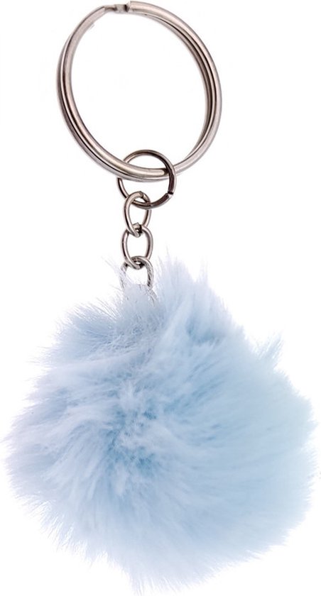 Sleutelhanger Fluffy / Pompom - Licht Blauw