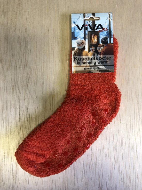 Warme sokken- Huissokken - knuffelsokken - MET ANTISLIP- onze size- Oranje
