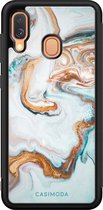 Casimoda® hoesje - Geschikt voor Samsung Galaxy A40 - Marmer Blauw Goud - Zwart TPU Backcover - Marmer - Blauw