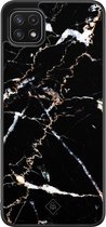 Casimoda® hoesje - Geschikt voor Samsung Galaxy A22 5G - Marmer Zwart - Zwart TPU Backcover - Marmer - Zwart