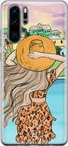 Casimoda® hoesje - Geschikt voor Huawei P30 Pro - Sunset Girl - Siliconen/TPU - Soft Case - Multi - Geen opdruk