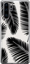Casimoda® hoesje - Geschikt voor Huawei P30 Pro - Palm Leaves Silhouette - Siliconen/TPU - Soft Case - Zwart - Planten