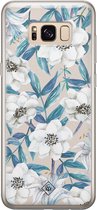 Casimoda® hoesje - Geschikt voor Samsung S8 - Bloemen / Floral blauw - Backcover - Siliconen/TPU - Blauw