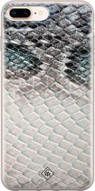Casimoda® hoesje - Geschikt voor iPhone 8 Plus - Oh My Snake - Siliconen/TPU telefoonhoesje - Backcover - Slangenprint - Blauw