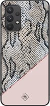 Casimoda® hoesje - Geschikt voor Samsung Galaxy A32 4G - Snake Print - Zwart TPU Backcover - Slangenprint - Roze
