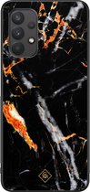 Casimoda® hoesje - Geschikt voor Samsung Galaxy A32 4G - Marmer Zwart Oranje - Zwart TPU Backcover - Marmer - Zwart