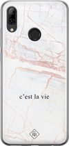 Casimoda® hoesje - Geschikt voor Huawei P Smart (2019) - C'est La Vie - Siliconen/TPU - Soft Case - Bruin/beige - Tekst