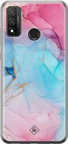 Casimoda® hoesje - Geschikt voor Huawei P Smart (2020) - Marmer blauw roze - Siliconen/TPU - Soft Case - Multi - Marmer