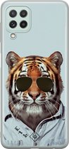 Casimoda® hoesje - Geschikt voor Samsung A22 4G - Tijger Wild - Backcover - Siliconen/TPU - Blauw