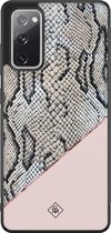 Casimoda® hoesje - Geschikt voor Samsung Galaxy S20 FE - Snake Print - Zwart TPU Backcover - Slangenprint - Roze