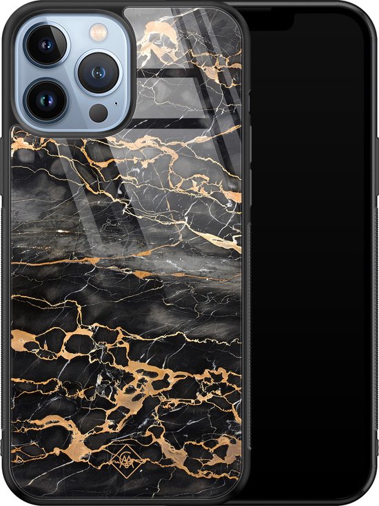 iPhone 13 Pro Max verre - Marbre gris bronze - Grijs - Coque arrière pour téléphone - Marbre - Casimoda