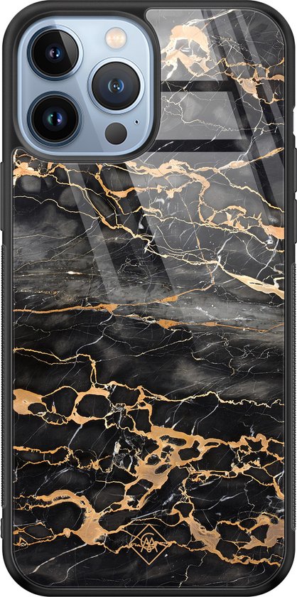 iPhone 13 Pro Max verre - Marbre gris bronze - Grijs - Coque arrière pour téléphone - Marbre - Casimoda