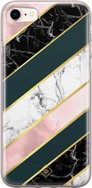 Casimoda® hoesje - Geschikt voor iPhone 8 - Marmer strepen - Siliconen/TPU telefoonhoesje - Backcover - Marmer - Multi