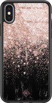 Casimoda® hoesje - Geschikt voor iPhone Xs - Marmer Twist - Luxe Hard Case Zwart - Backcover telefoonhoesje - Zwart