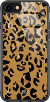 Casimoda® hoesje - Geschikt voor iPhone 8 - Jungle Wildcat - Luxe Hard Case Zwart - Backcover telefoonhoesje - Bruin/beige