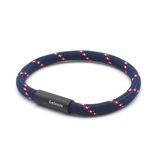 Armband dames touw -  heren armbanden scheepstouw Galeara Riu met magnetische sluiting - Rood Blauw 18.5cm