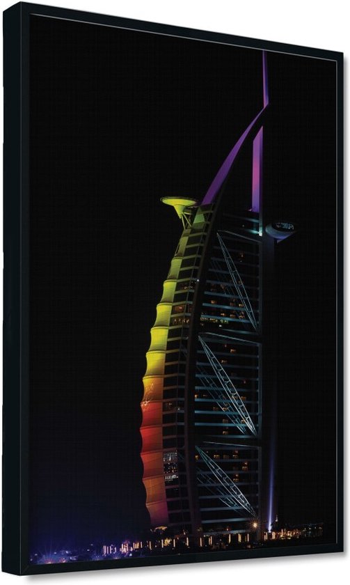 Akoestische panelen - Geluidsisolatie - Akoestische wandpanelen - Akoestisch schilderij AcousticPro® - paneel met de Burj Khalifa, Dubai - design 142 - Premium - 140X200 - zwart- Wanddecoratie - woonkamer - geluidsdemper - studio schuim