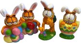 Garfield - speel/decoratie set - 4 stuks - thema: pasen - kunststof - 7 cm