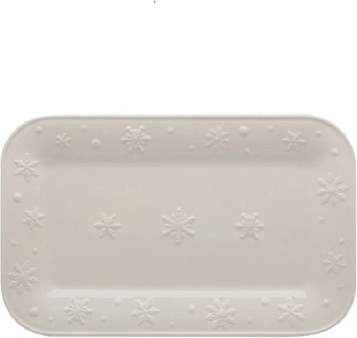 Bordallo Pinheiro Snow Flakes Schaal - Kerst - Wit - Aardewerk - 34,5 cm x 21,5 cm