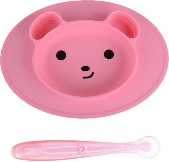 Set De Table Bebe Avec Assiette Cuillere Integree Antiderapant Pour Bebes Bol Com