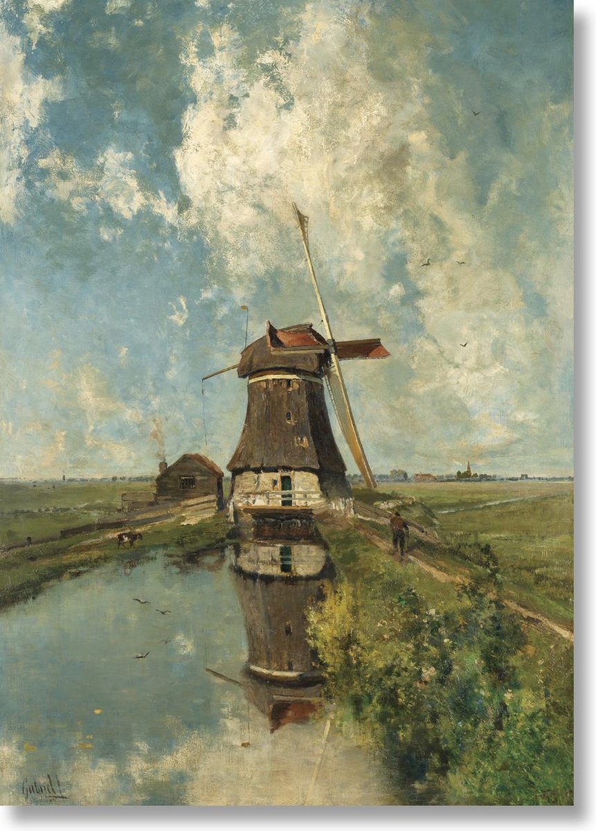 Lanzfeld (museumwebshop.com) Poster, 50x70, Molen ‘In de maand juli’, Gabriël groen