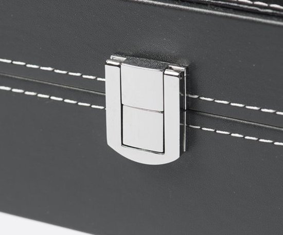 AXBO - Luxe Horloge Doos – Opbergdoos – 12 Vakken – Zwart Leer