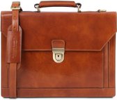 Tuscany Leather - Leren 3-vaks aktetas 'Cremona' - Honing - TL141732