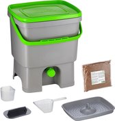 Skaza Bokashi Organko 2 - Prullenbak - Compost - Plastic - Grijs/Groen - 16 L