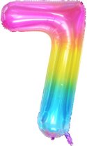 DW4Trading® Cijfer ballon 7 regenboog 100cm