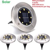 Solar tuinverlichting grondspots led voor buiten zonne energie prikspot 8 led punten 4 stuks