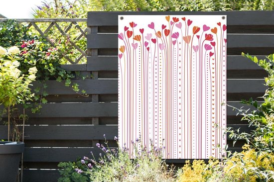 Une illustration de poster jardin coeurs en croissance 120x160 cm - Toile de jardin / Toile d'extérieur / Peintures d'extérieur (décoration de jardin) XXL / Groot format!