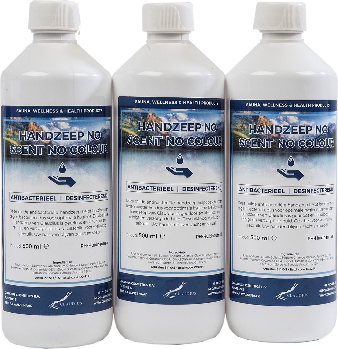 Goedkoopste Handzeep No Scent, No Colour 500 ml - set van 3 stuks