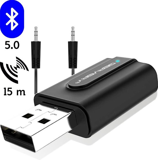 Gervisry Bluetooth 5.0 Adapter - USB Audio adapter - 3,5mm AUX - MacOS en Windows - Zwart - Gervisry