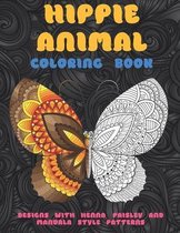 Hippie Animal - Coloring Book - Designs with Henna, Paisley and Mandala Style Patterns