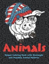 Animals - Unique Coloring Book with Zentangle and Mandala Animal Patterns
