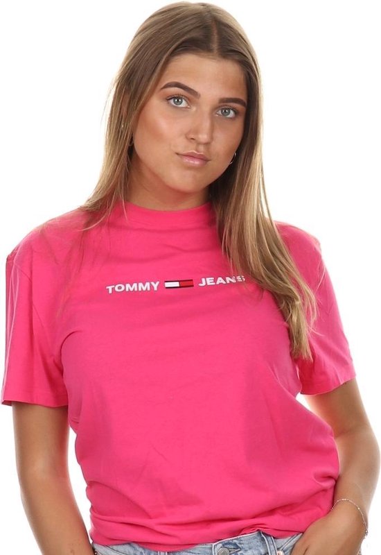 Tommy Jeans Straight Small Tee Cerise Pink | bol.com