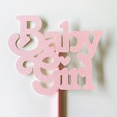 Taartdecoratie versiering| Taarttopper| Cake topper |Taartversiering | Baby| Baby Girl| Roze glitter|  | 12 cm| karton