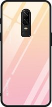 Voor OnePlus 6 glazen etui met kleurverloop (geel)