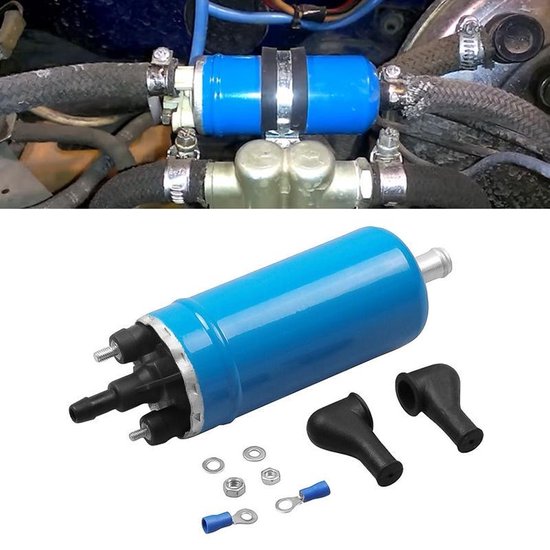 QWORK® 12v elektrische brandstofpomp, zwarte inline externe brandstofpomp, hogedrukinjectie brandstofpomp, geschikt voor 0580464070