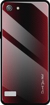 Voor OPPO A33 Texture Gradient Glass beschermhoes (rood)