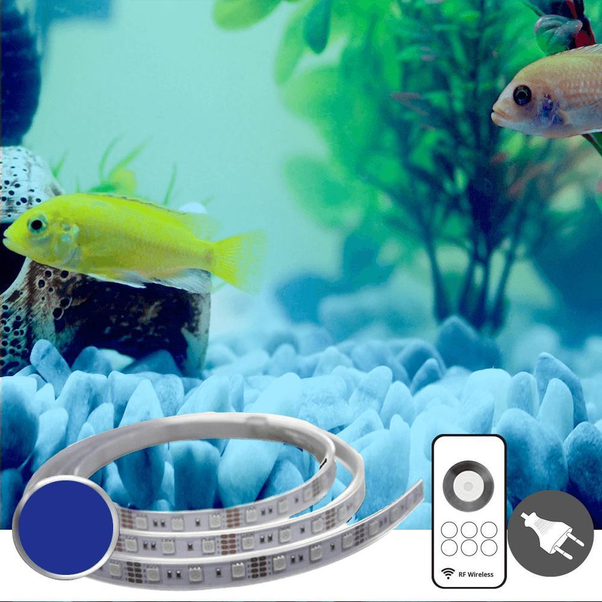 Aquarium led strip Blauwe kleur - 10 t/m 50 cm - set met bediening | bol.com