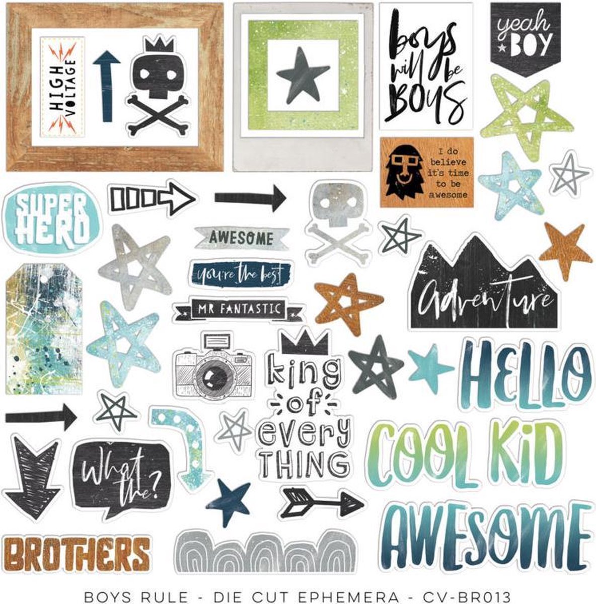 Cocoa Vanilla BOYS RULE - Die Cut Ephemera (CV-BR013)