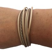 Petra's Sieradenwereld - *Leren armband taupe met magneetsluiting (1027)