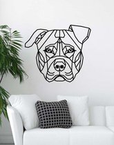 Pitbull Geometrisch Hout 50 x 58 cm Black - Honden - Wanddecoratie